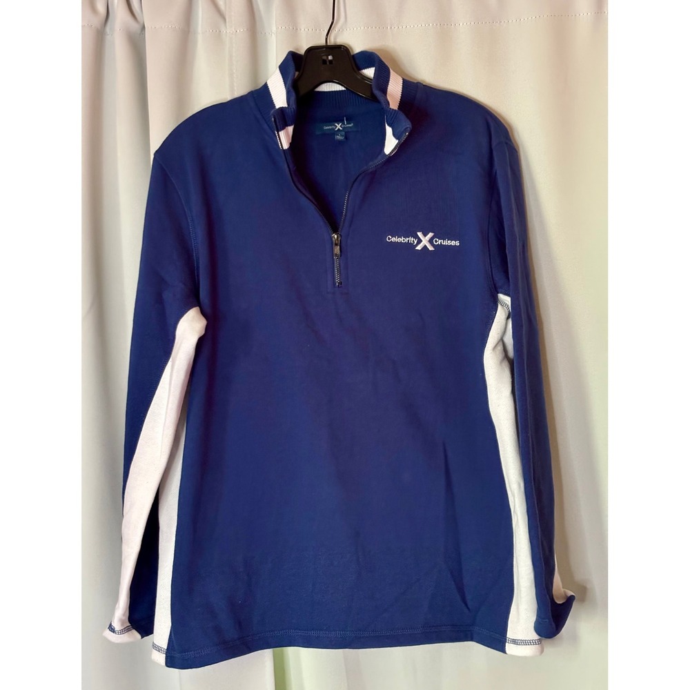 Celebrity Cruises Mens Quarter Zip Sweatshirt Navy Blue Fleece Pullover Large